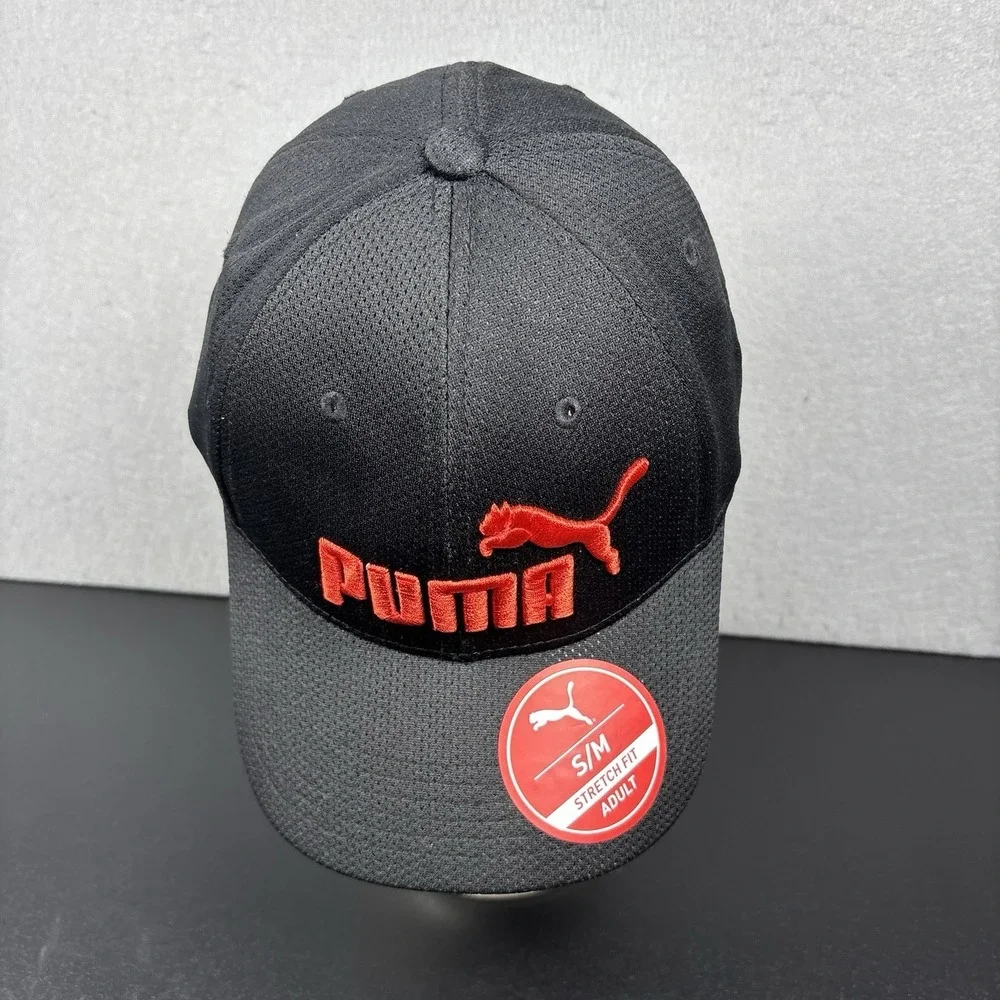 PUMA Men's Evercat Luke Stretch Fit Cap Red Black Adult Size S/M NWOT Hat‎